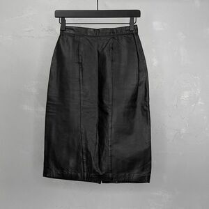 Vintage 80s-90s Evan Davies Black Nappa Leather Skirt Size 4, 25 Inch Waist
